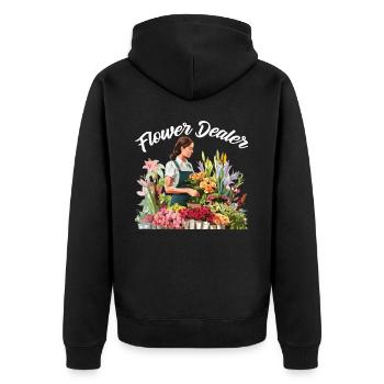 Flower Dealer 2 - Unisex Premium Bio Zip Hoodie - Schwarz - Hinten - Nico (187cm)