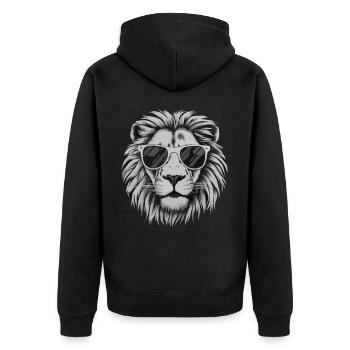 Lion Lion Animal Africa - Unisex Premium Organic Zip Hoodie - black - Back - Nico (187cm)