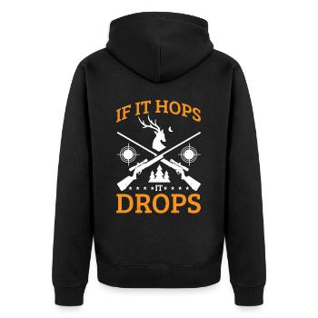 If It Hops It Drops 7 - Unisex Premium Bio Zip Hoodie - Schwarz - Hinten - Nico (187cm)
