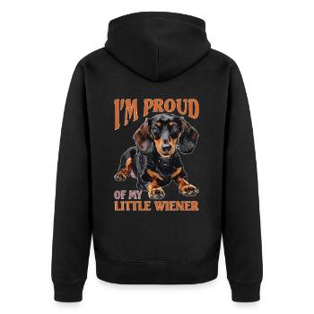 I'm Proud Of My Little Wiener - Unisex Premium Bio Zip Hoodie - Schwarz - Hinten - Nico (187cm)