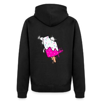 cream - Unisex Premium Organic Zip Hoodie - black - Back - Nico (187cm)