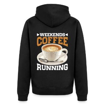 Weekends Coffee Running - Unisex Premium Bio Zip Hoodie - Schwarz - Hinten - Nico (187cm)