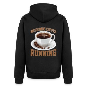 Weekends Coffee Running 2 - Unisex Premium Bio Zip Hoodie - Schwarz - Hinten - Nico (187cm)