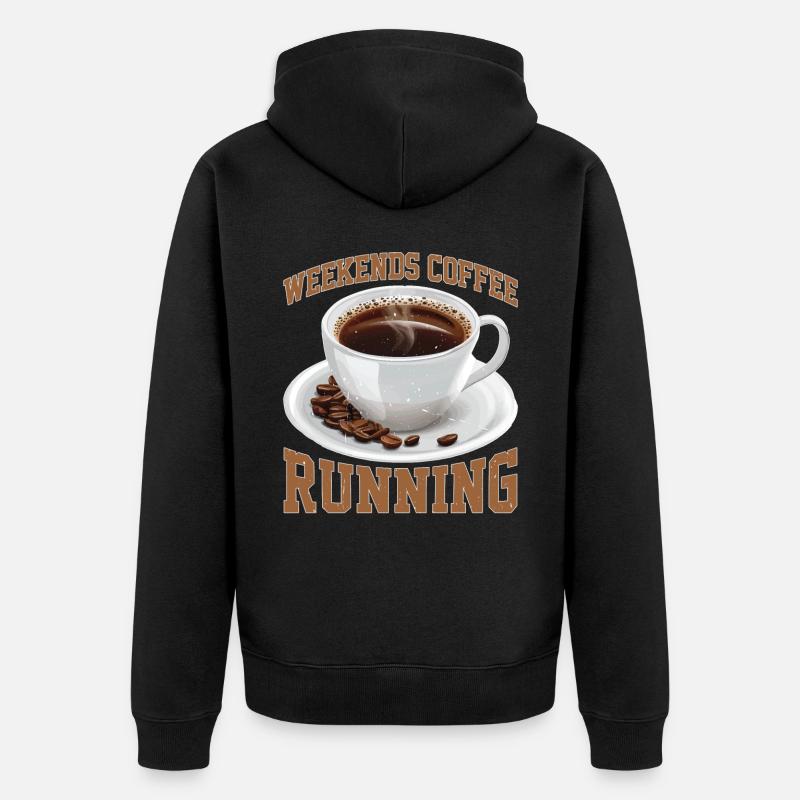Weekends Coffee Running 2 - Unisex Premium Bio Zip Hoodie - Schwarz