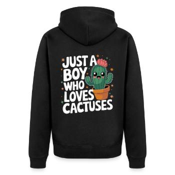 Cactus Cacti Desert Plant - Unisex Premium Organic Zip Hoodie - black - Back - Nico (187cm)