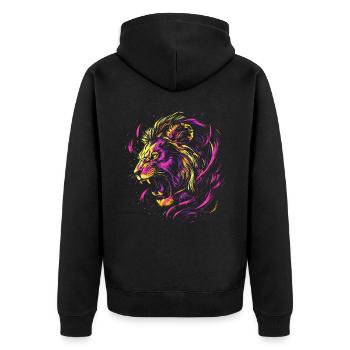Lion Colorful Lion Head Neon Colorful Predator Art - Unisex Premium Organic Zip Hoodie - black - Back - Nico (187cm)