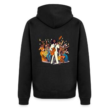 Jazz-Messias - Unisex Premium Bio Zip Hoodie - Schwarz - Hinten - Nico (187cm)