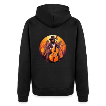 Rillen-Retter - Unisex Premium Bio Zip Hoodie - Schwarz - Hinten - Nico (187cm)