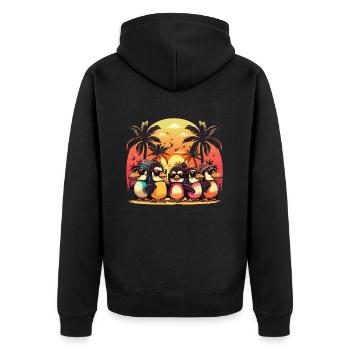 Tropical Penguin Fiesta : Divertissement coloré en hawaïen - Veste à capuche bio Premium Unisexe - noir - Dos - Nico (187cm)