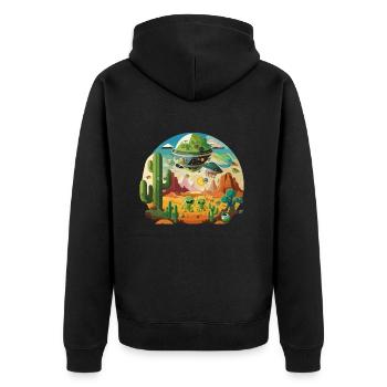 Alien Encounter: A Journey Beyond Imagination - Unisex Premium Organic Zip Hoodie - black - Back - Nico (187cm)