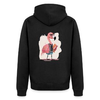 Fashion Forward: Extravaganter Flamingo-Designer - Unisex Premium Bio Zip Hoodie - Schwarz - Hinten - Nico (187cm)