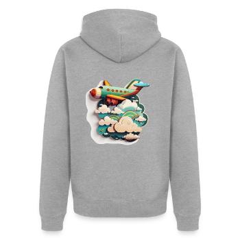 Horizons infinis : une vue aérienne d’un avion - Veste à capuche bio Premium Unisexe - gris chiné - Dos - Nico (187cm)