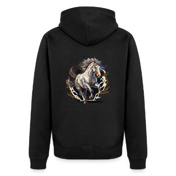 Majestueux et puissant : le cheval se cabre avec une force - Veste à capuche bio Premium Unisexe - noir - Dos - Nico (187cm)