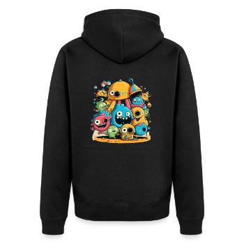 Whimsical Delights: A Group of Silly Monsters - Unisex Premium Organic Zip Hoodie - black - Back - Nico (187cm)