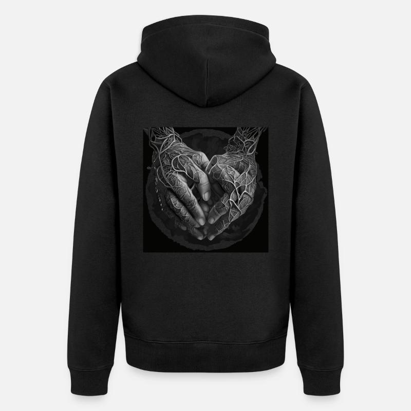 Mains de l’unité : doigts entrelacés - Veste à capuche bio Premium Unisexe - noir
