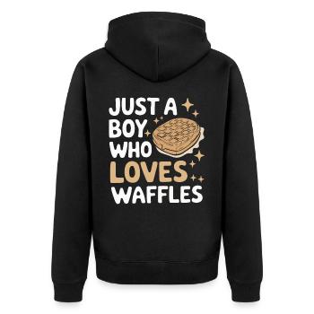 Waffles Breakfast Sweets - Unisex Premium Organic Zip Hoodie - black - Back - Nico (187cm)