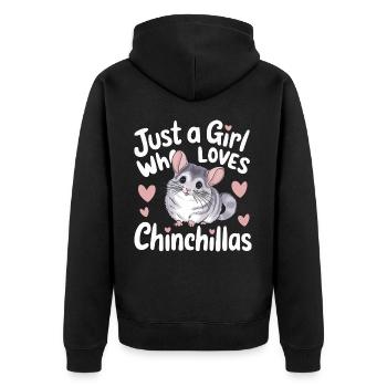 Chinchilla Chinchillas Maus - Unisex Premium Bio Zip Hoodie - Schwarz - Hinten - Nico (187cm)