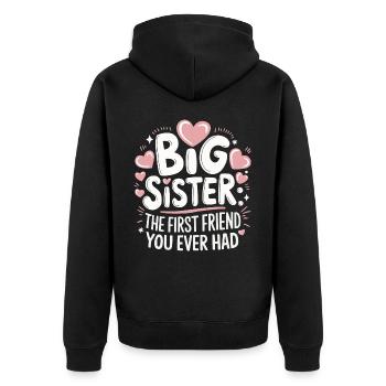 Sœur, Frère ou sœur, Famille - Veste à capuche bio Premium Unisexe - noir - Dos - Nico (187cm)