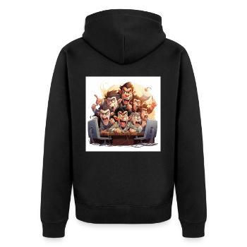 Die koffeinhaltigen Schreibkräfte - Unisex Premium Bio Zip Hoodie - Schwarz - Hinten - Nico (187cm)