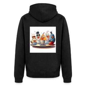 The Coffee Cup Stacking Squad - Unisex Premium Organic Zip Hoodie - black - Back - Nico (187cm)