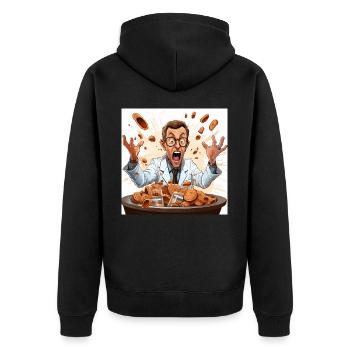 The Caffeine Mad Scientist - Unisex Premium Organic Zip Hoodie - black - Back - Nico (187cm)