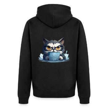 The Caffeine Incognicat - Unisex Premium Organic Zip Hoodie - black - Back - Nico (187cm)