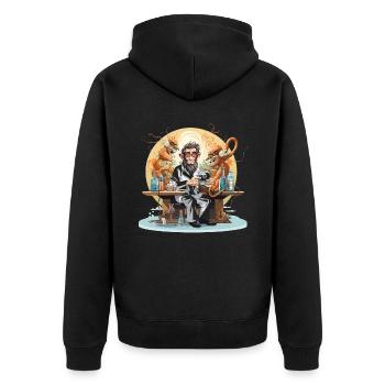 The Caffeine Scientist - Unisex Premium Organic Zip Hoodie - black - Back - Nico (187cm)