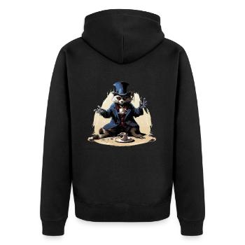 The Caffeine Magician - Unisex Premium Organic Zip Hoodie - black - Back - Nico (187cm)