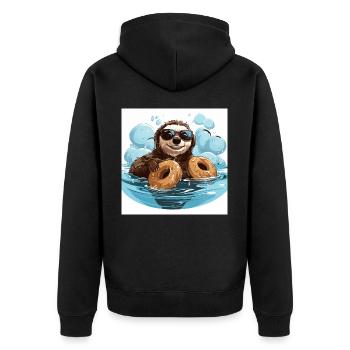 The Caffeine Swimmer - Unisex Premium Organic Zip Hoodie - black - Back - Nico (187cm)