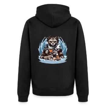 The Caffeine Hockey Star - Unisex Premium Organic Zip Hoodie - black - Back - Nico (187cm)