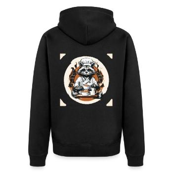 The Caffeine Barista - Unisex Premium Organic Zip Hoodie - black - Back - Nico (187cm)