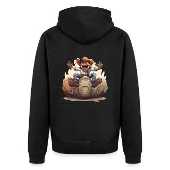 The Sloth Wrangler - Unisex Premium Organic Zip Hoodie - black - Back - Nico (187cm)