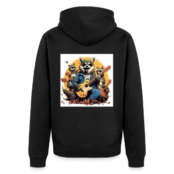Der Caffeine Rocke - Unisex Premium Bio Zip Hoodie - Schwarz - Hinten - Nico (187cm)