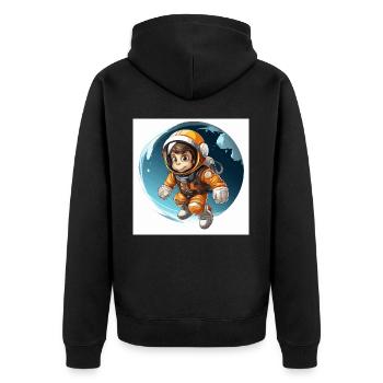 The Space Primate - Unisex Premium Organic Zip Hoodie - black - Back - Nico (187cm)