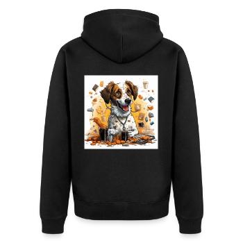Der koffeinhaltige Wissenschaftler - Unisex Premium Bio Zip Hoodie - Schwarz - Hinten - Nico (187cm)