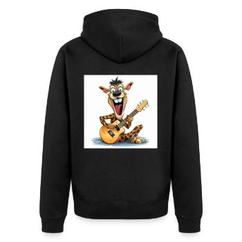 The Neck-Strumming Giraffe - Unisex Premium Organic Zip Hoodie - black - Back - Nico (187cm)