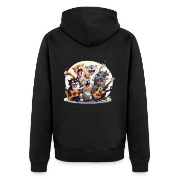 The Mismatched Jazz Ensemble - Unisex Premium Organic Zip Hoodie - black - Back - Nico (187cm)