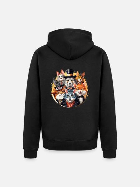 Der Tiermaskerade-Wahnsinn - Unisex Premium Bio Zip Hoodie - Schwarz