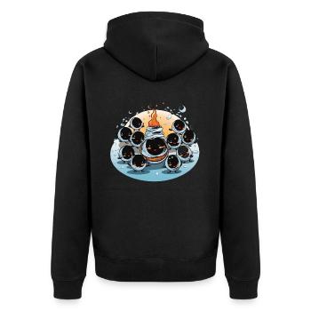Die lustige Schneemann-Brigade - Unisex Premium Bio Zip Hoodie - Schwarz - Hinten - Nico (187cm)