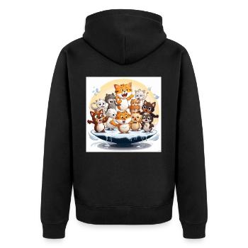Der Schneeball-Wahnsinn - Unisex Premium Bio Zip Hoodie - Schwarz - Hinten - Nico (187cm)