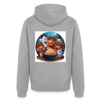 Die Lebkuchen-Kapern - Unisex Premium Bio Zip Hoodie - Grau meliert - Hinten - Nico (187cm)