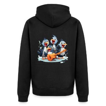 Das Chaos der Vogelmelodie - Unisex Premium Bio Zip Hoodie - Schwarz - Hinten - Nico (187cm)
