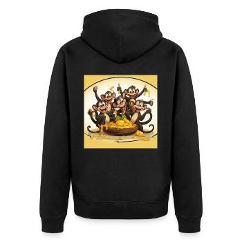 The Circus Monkey Mayhem - Unisex Premium Organic Zip Hoodie - black - Back - Nico (187cm)