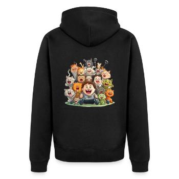 Die fitte und lustige Crew - Unisex Premium Bio Zip Hoodie - Schwarz - Hinten - Nico (187cm)