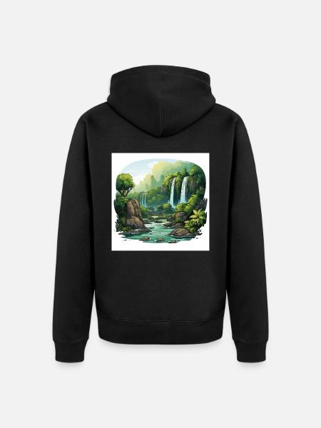 Enchanting Cascades - Unisex Premium Organic Zip Hoodie - black