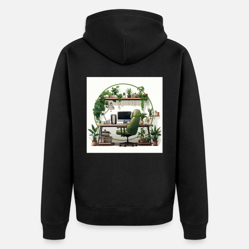 Grünes Büro - Unisex Premium Bio Zip Hoodie - Schwarz