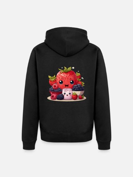 Berry Bliss - Unisex Premium Organic Zip Hoodie - black
