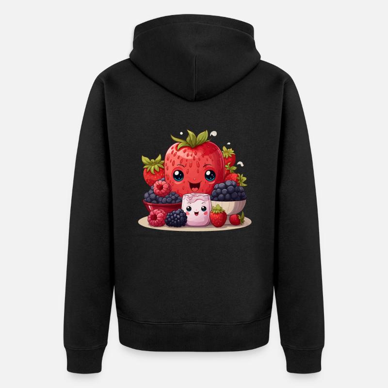 Beeren-Glückseligkeit - Unisex Premium Bio Zip Hoodie - Schwarz