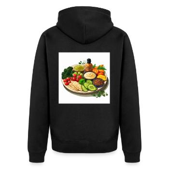 Lebendige Platte - Unisex Premium Bio Zip Hoodie - Schwarz - Hinten - Nico (187cm)