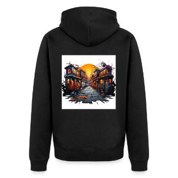 Artistic Expression - Unisex Premium Organic Zip Hoodie - black - Back - Nico (187cm)